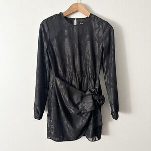Revolve Bardot Ariela Metallic‎ Sheer Drape Faux Wrap Mini Dress size medium